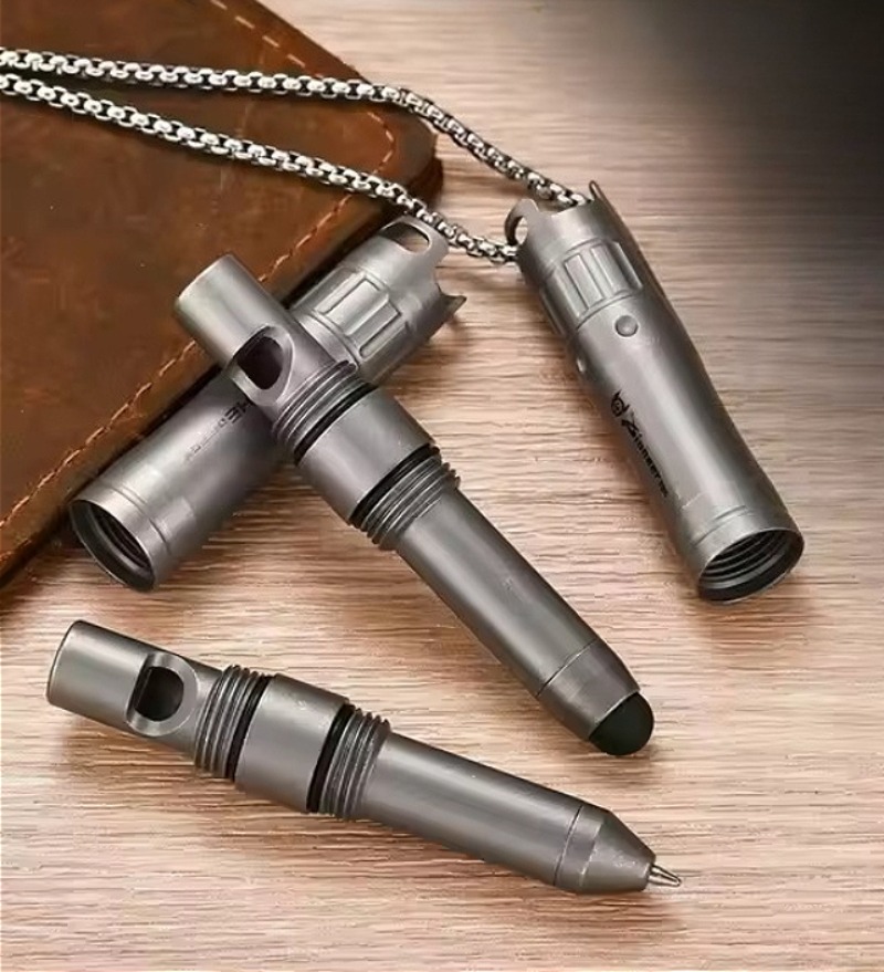 Tablet Pencil Accessories - Titanlegierungs-EDC-Stift mit Notfallpfeife und Silikon-Stylus-Spitze für